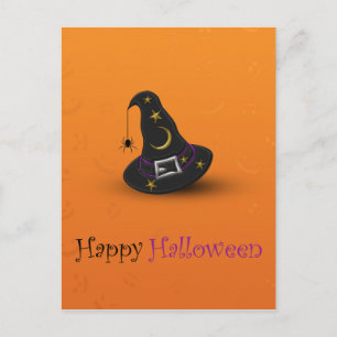 Halloween Witch Hat with Spider Postcard