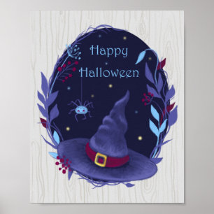 Halloween Witch Hat Wreath Poster