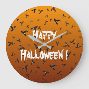 Halloween Witch Hats Large Clock