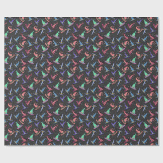 Halloween Witch Hats on Black Wrapping Paper