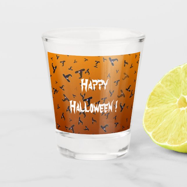 Halloween Witch Hats Shot Glass (Front)