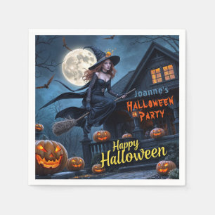 Halloween Witch Haunted House Pumpkins Fullmoon Napkin