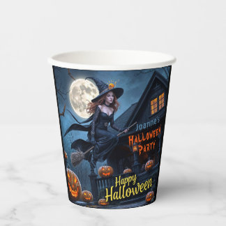 Halloween Witch Haunted House Pumpkins Fullmoon Paper Cups