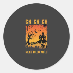 Halloween Witch Haunted House Silhouette Art_1 Classic Round Sticker