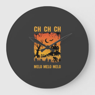 Halloween Witch Haunted House Silhouette Art_1 Large Clock
