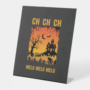 Halloween Witch Haunted House Silhouette Art_1 Pedestal Sign