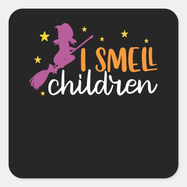 Halloween Witch Hocus Pocus I smell children Square Sticker (Front)