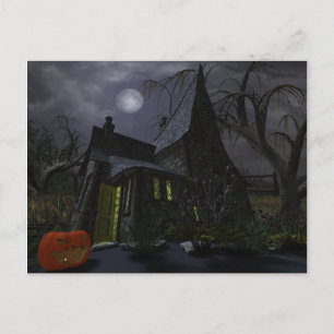 Halloween Witch House Postcard