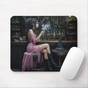 Halloween Witch in a Pink Dress Mouse Mat