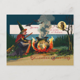 Halloween Witch in the Forest Postcard
