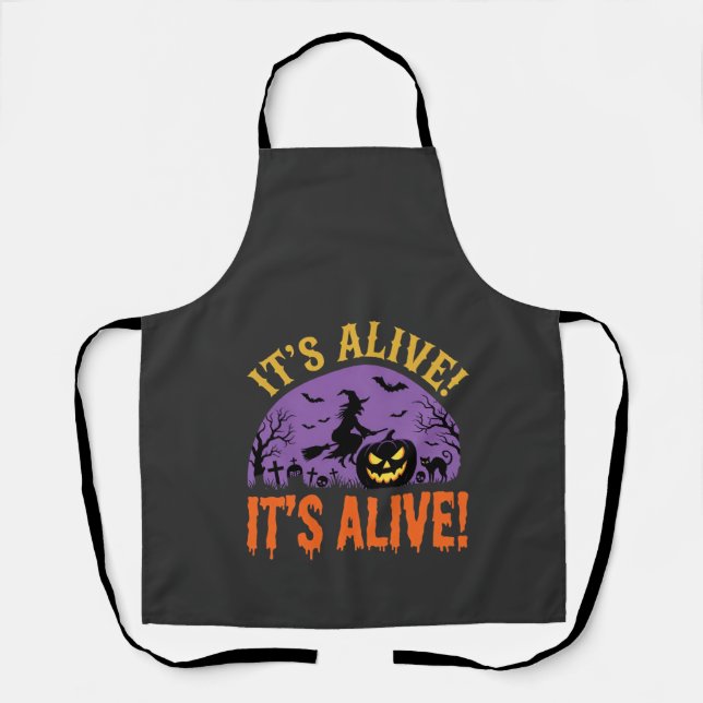Halloween Witch Jack O Lantern It's Alive Apron (Front)