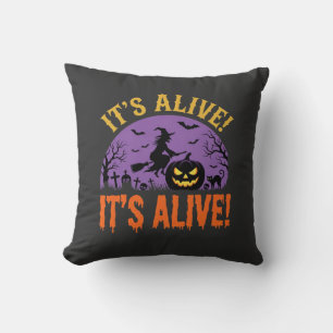Halloween Witch Jack O Lantern It's Alive Cushion