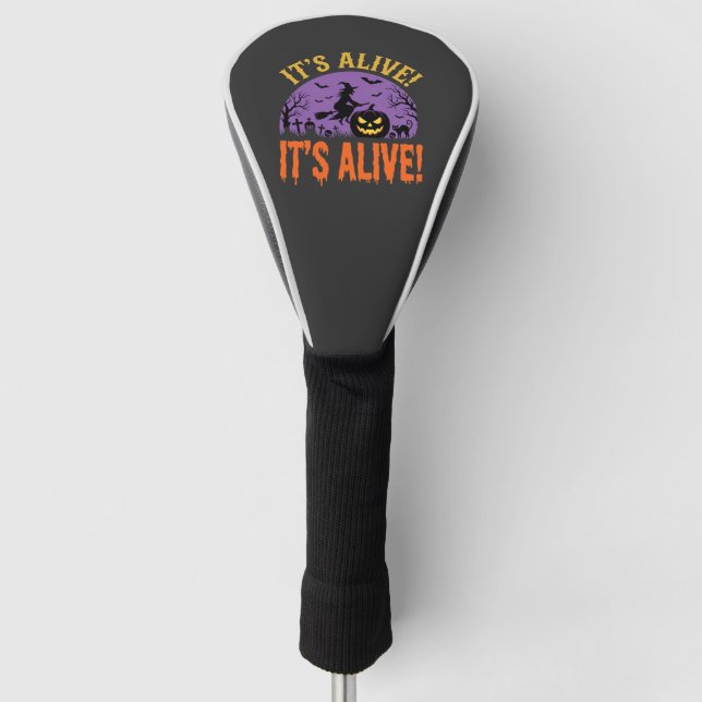 Halloween Witch Jack O Lantern It's Alive Golf Head Cover (Front)