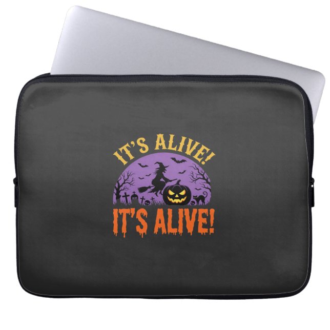 Halloween Witch Jack O Lantern It's Alive Laptop Sleeve (Front)