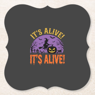 Halloween Witch Jack O Lantern It's Alive Paper Coaster