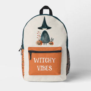 Halloween Witch& Jack o Lanterns  Witchy Vibes Printed Backpack