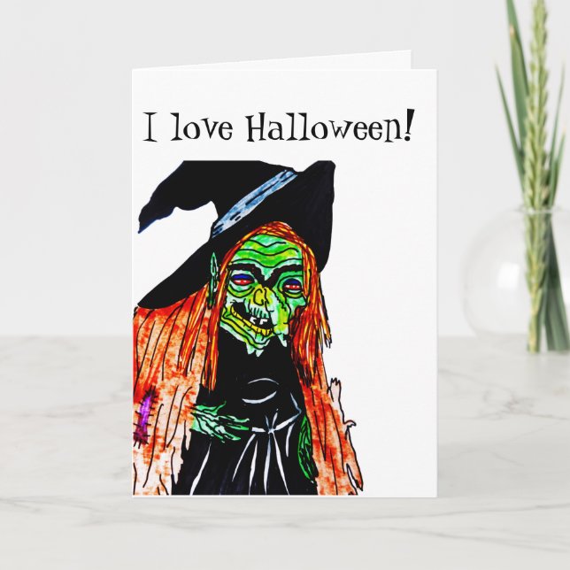 HALLOWEEN WITCH JOKE Folded Greeting Card (Front)