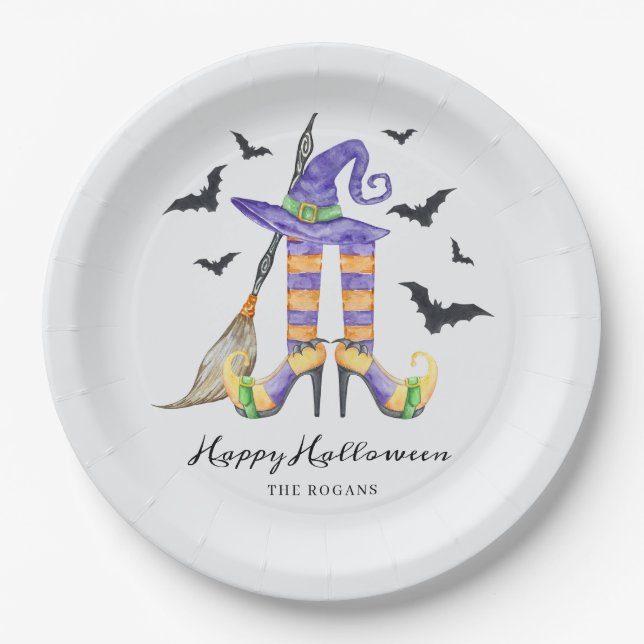 Halloween Witch Legs and Hat Paper Plate (Front)
