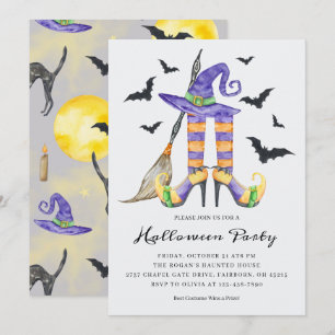 Halloween Witch Legs and Hat Party Invitation