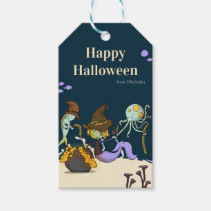 Halloween Witch Mermaid with Cauldron Personalised Gift Tags