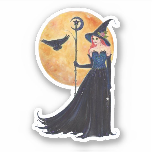 Halloween witch moon and raven by Renee Lavoie (Front)