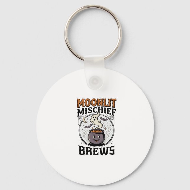 Halloween Witch Moon Mischief Key Ring (Front)