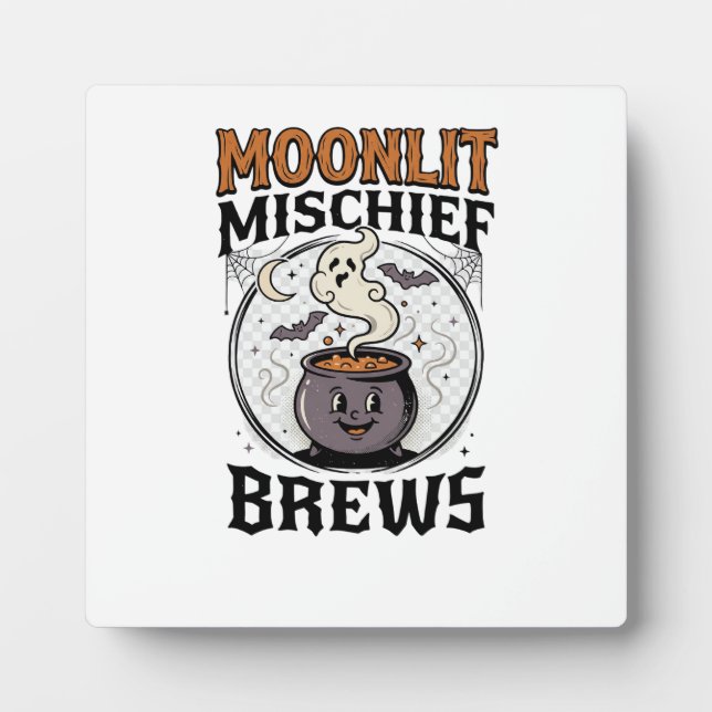 Halloween Witch Moon Mischief Plaque (Front)
