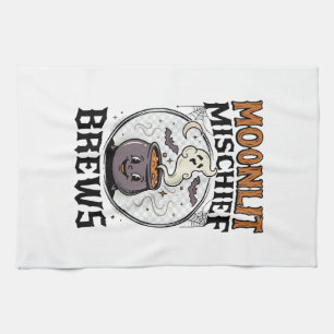 Halloween Witch Moon Mischief Tea Towel