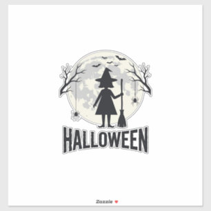 Halloween Witch Moon Vintage Engraving Design_1
