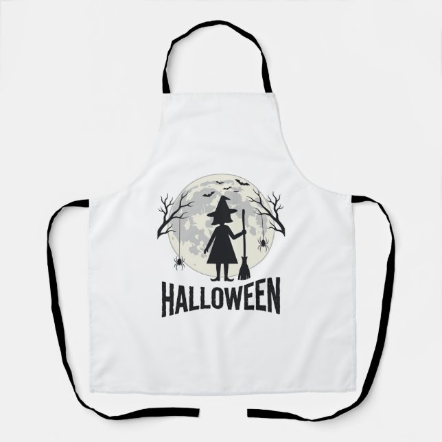 Halloween Witch Moon Vintage Engraving Design_1 Apron (Front)