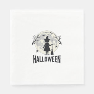 Halloween Witch Moon Vintage Engraving Design_1 Napkin