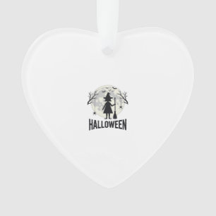 Halloween Witch Moon Vintage Engraving Design_1 Ornament