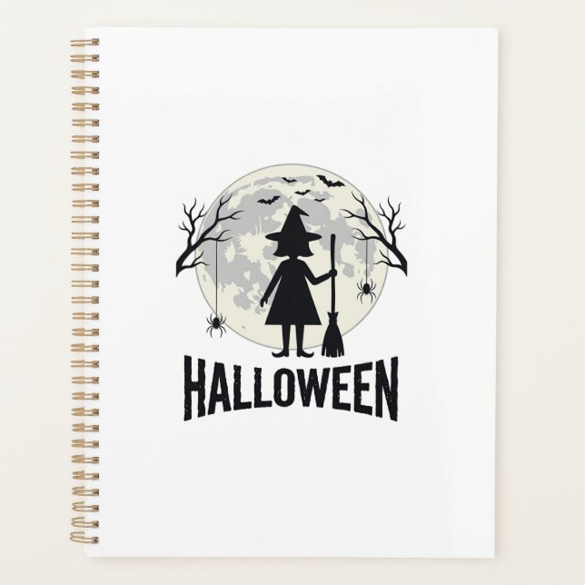 Halloween Witch Moon Vintage Engraving Design_1 Planner (Front)