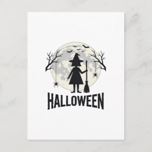 Halloween Witch Moon Vintage Engraving Design_1 Postcard