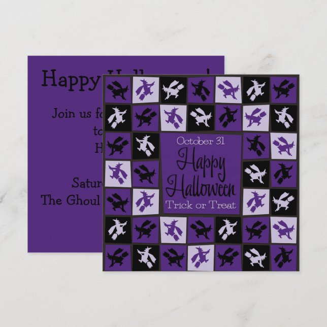 Halloween Witch mosaic Invitation (Front/Back)