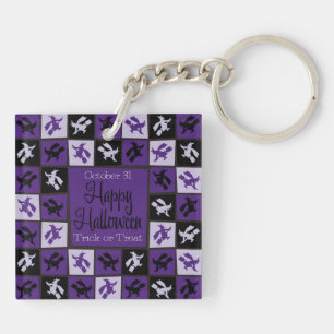 Halloween witch mosaic key ring