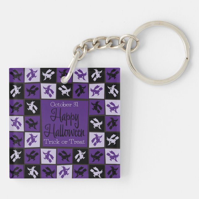 Halloween witch mosaic key ring (Back)