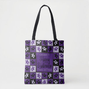 Halloween witch mosaic tote bag