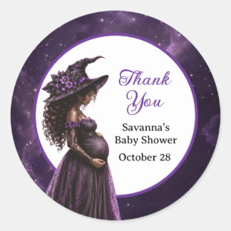 Halloween Witch Mum Baby Shower Sticker Label