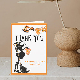 Halloween Witch October Baby Shower Thank you Card