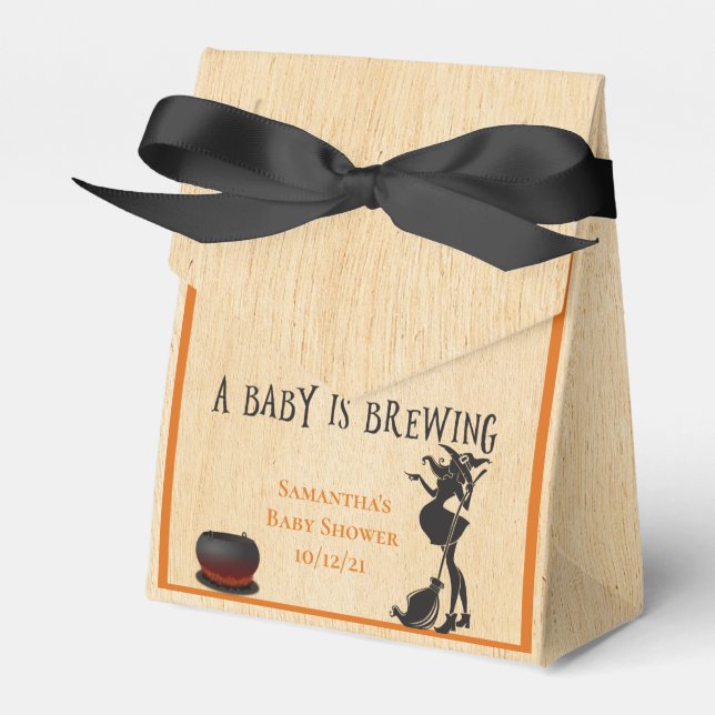 Halloween Witch October Baby Shower Thank you Favour Box (Front Side)