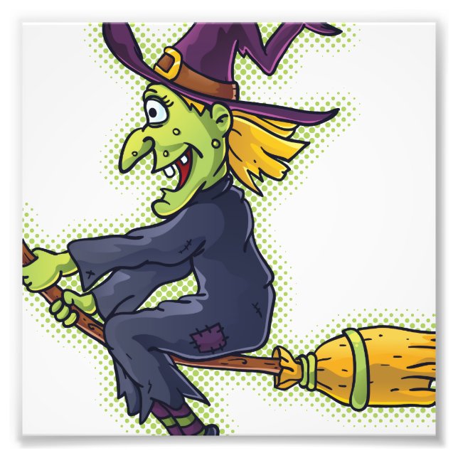 Halloween Witch on a Broom Photo Print (Front)