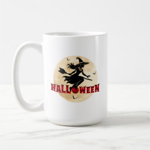 Halloween Witch On Broom Coffee Mug
