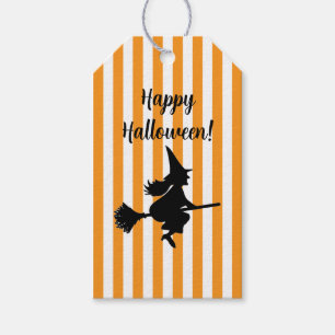 Halloween Witch on Broom Flying Gift Tags