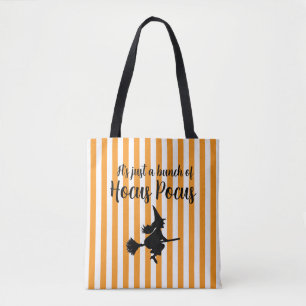 Halloween Witch on Broom Flying Hocus Pocus Tote Bag