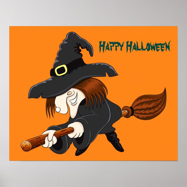 Halloween Witch on broom Poster (Front)