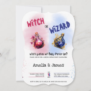 Halloween Witch or Wizard Gender Reveal Invitation