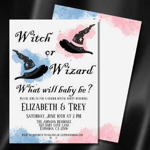 Halloween Witch or Wizard Gender Reveal Invitation
