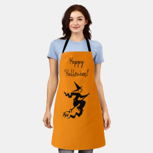 Halloween Witch Orange Black All-Over Print Apron
