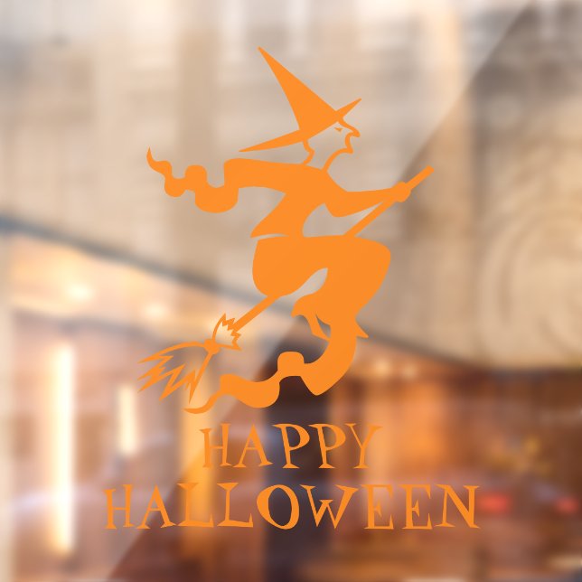 Halloween witch orange custom text decorations  window cling (Sheet 2)